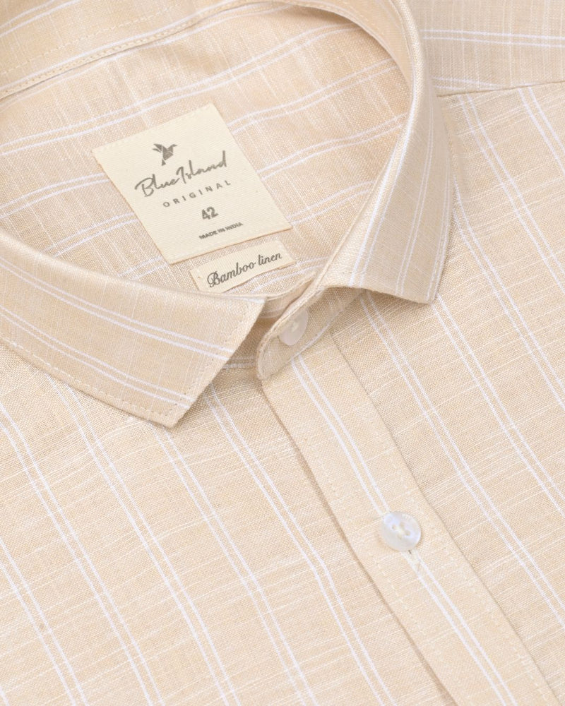 Sandal Cream Double Stripes -Full-Bamboo Linen