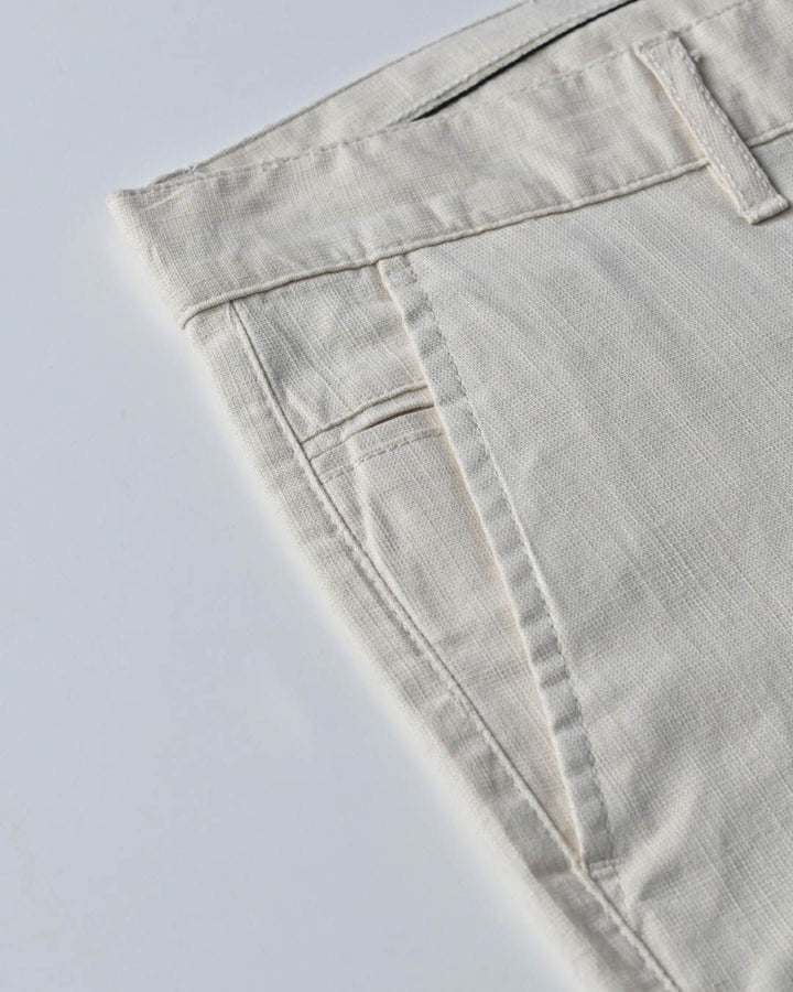 Cream - 2 way stretch - COTTON LINEN PANT