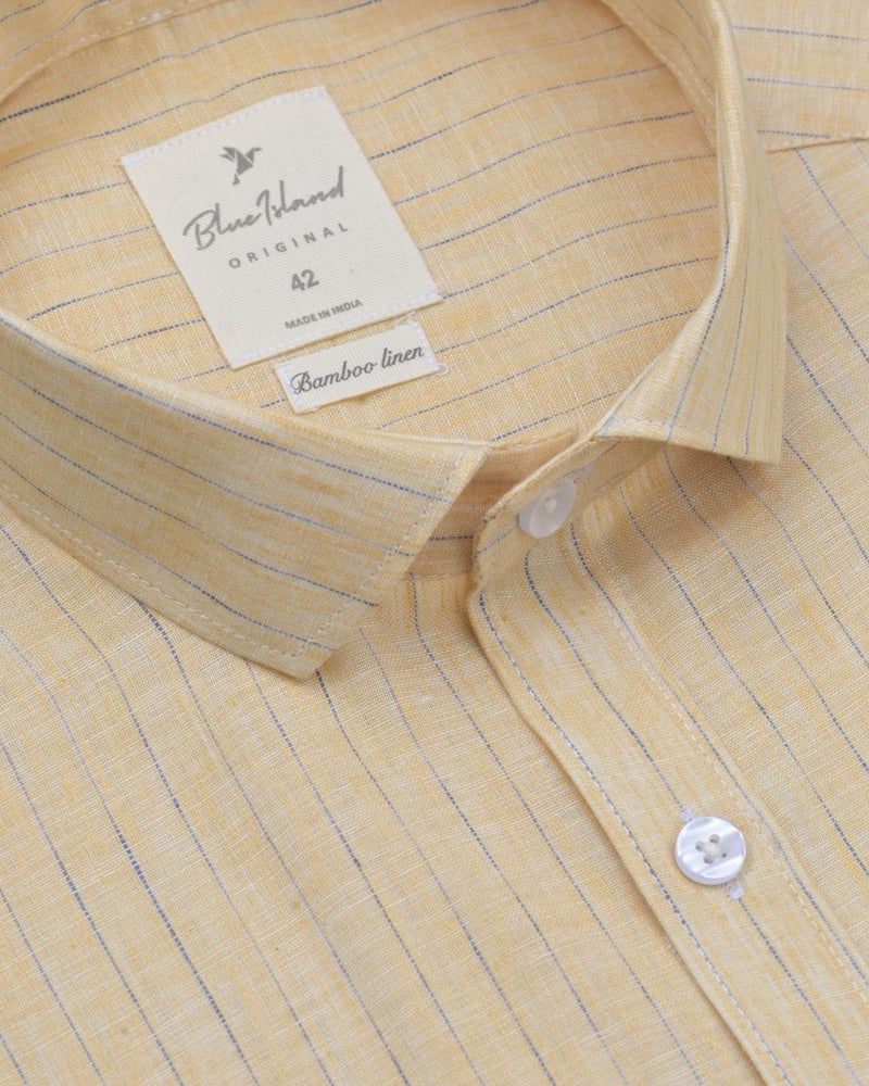 Peach Orange Dotted Line Stripes -Full-Bamboo Linen