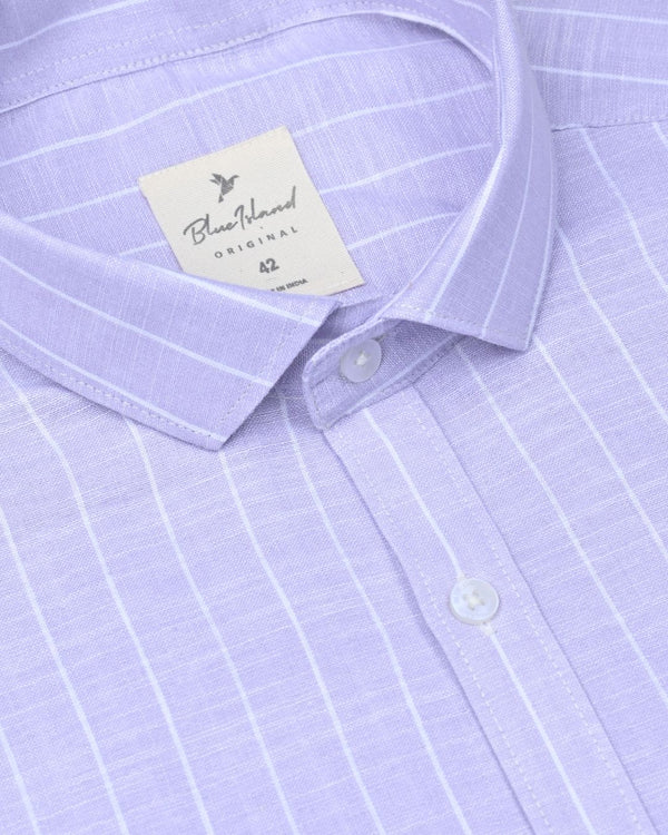 Lite Violet Stripes -Full-Bamboo Linen