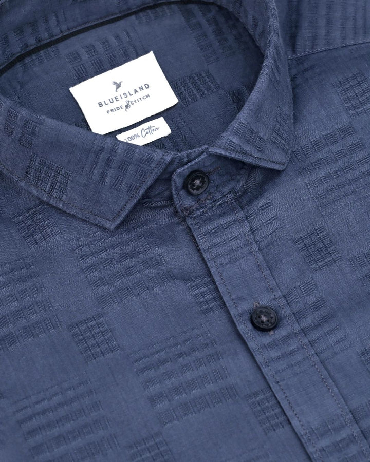 Bluish Grey Self Pattern Print -Full-Stain Proof