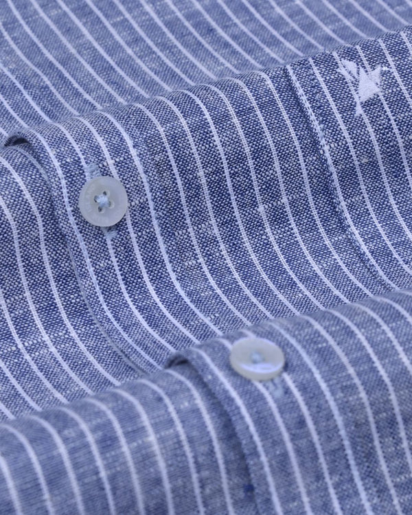 Denim Mini Stripes -Full-Bamboo Linen