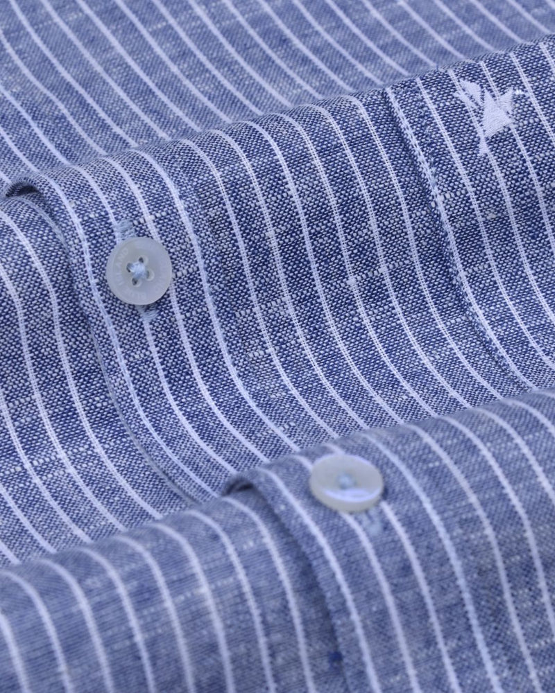 Denim Mini Stripes -Full-Bamboo Linen