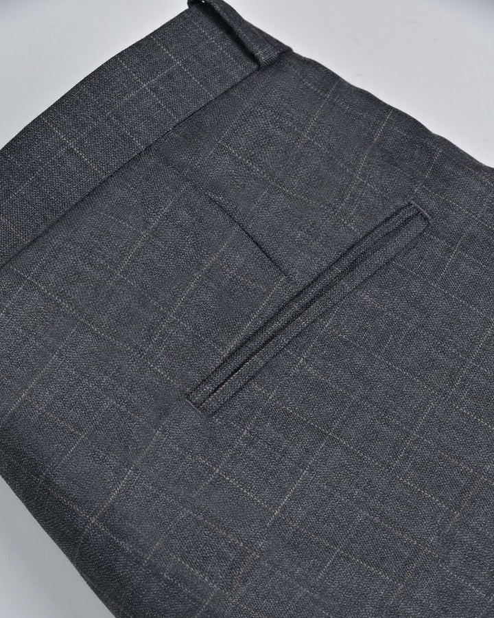 Silver Grey Rectangle Checks - Wrinkle free Formal Pant