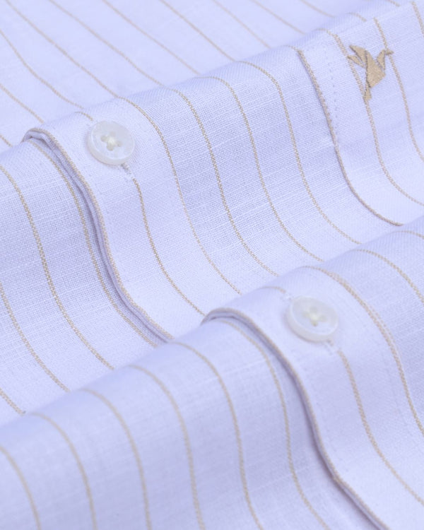 Golden White Stripes -Full-Bamboo Linen