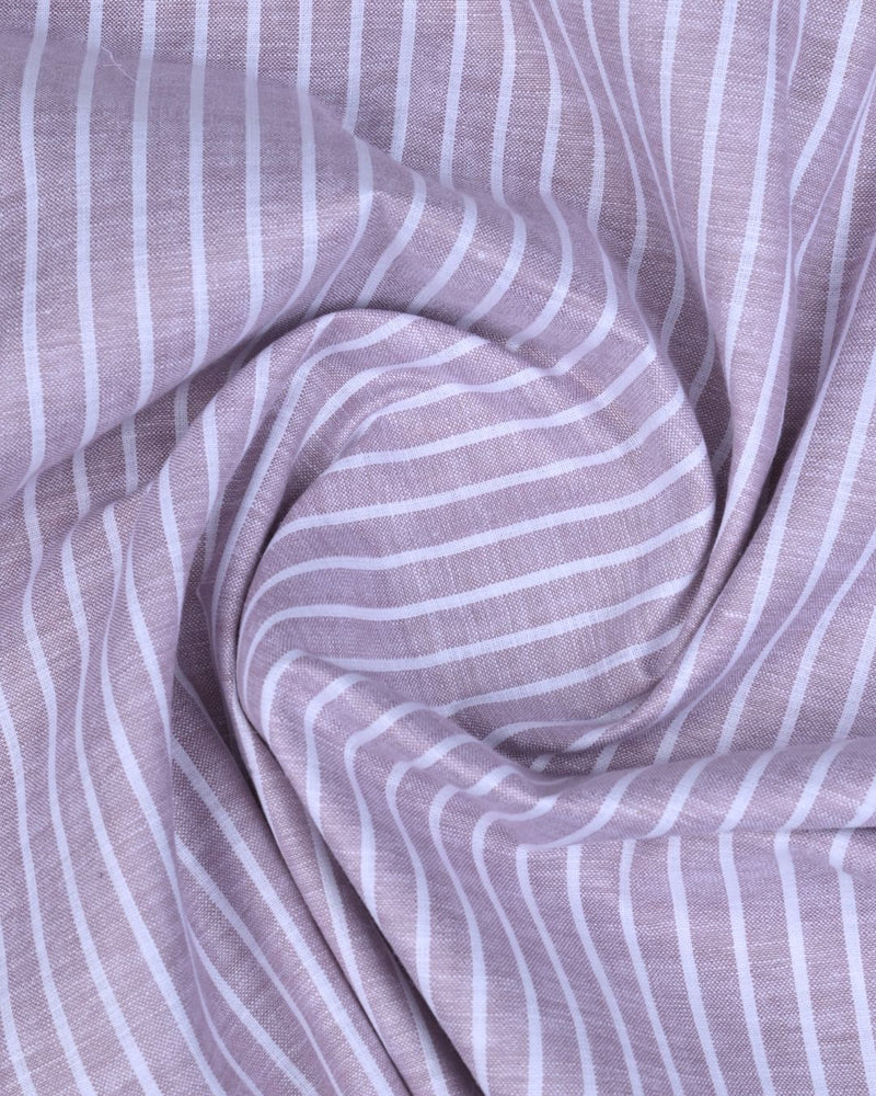 Mild Maroon & White Stripes -Full-Bamboo Linen
