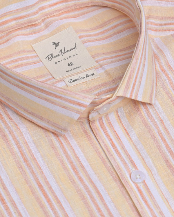 Orange Multi Colour Stripes -Full-Bamboo Linen