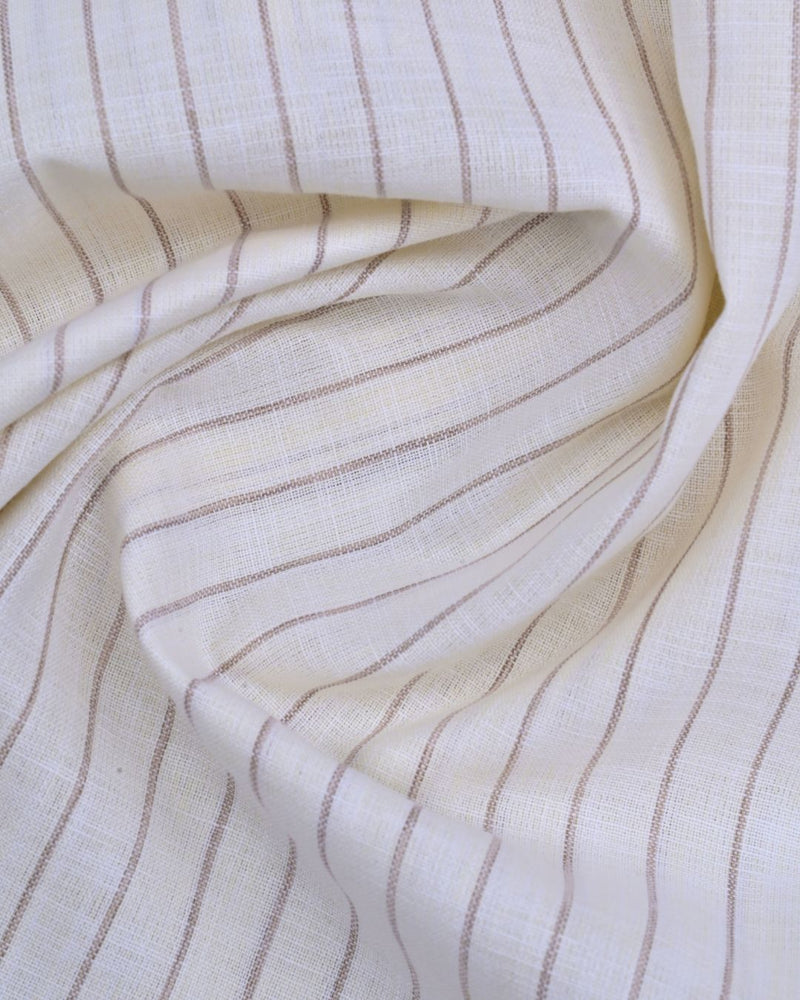 Cream & Brown Stripes -Full-Bamboo Linen