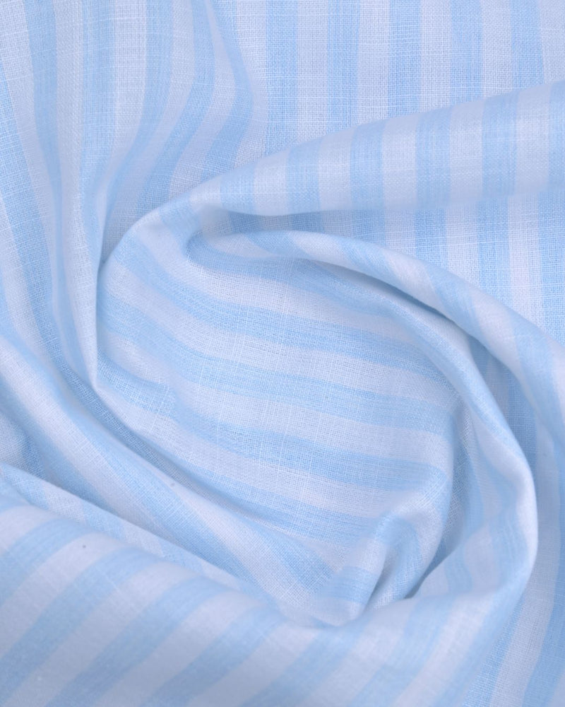Blue & White Large Stripes -Full-Bamboo Linen