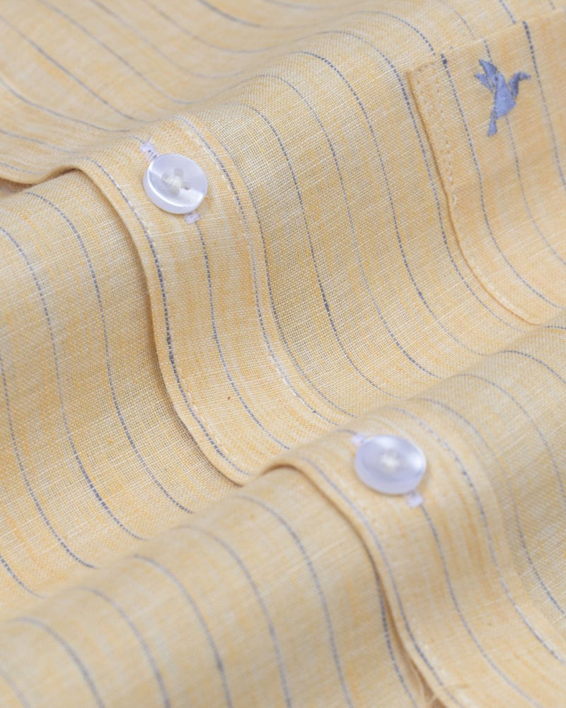 Peach Orange Dotted Line Stripes -Full-Bamboo Linen