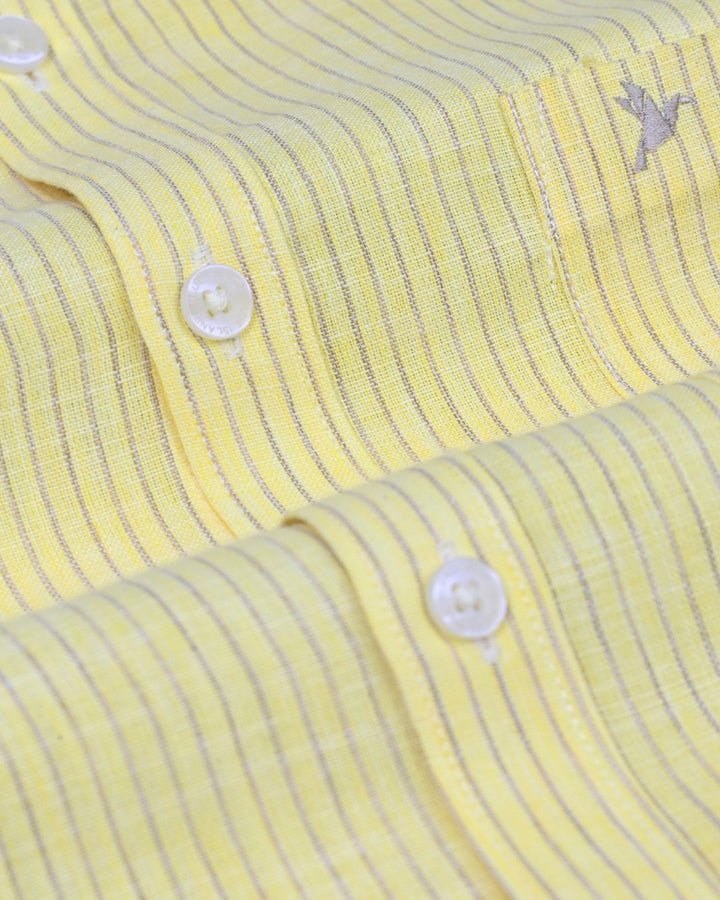 Yellow & Grey Stripes-Full-Bamboo Linen