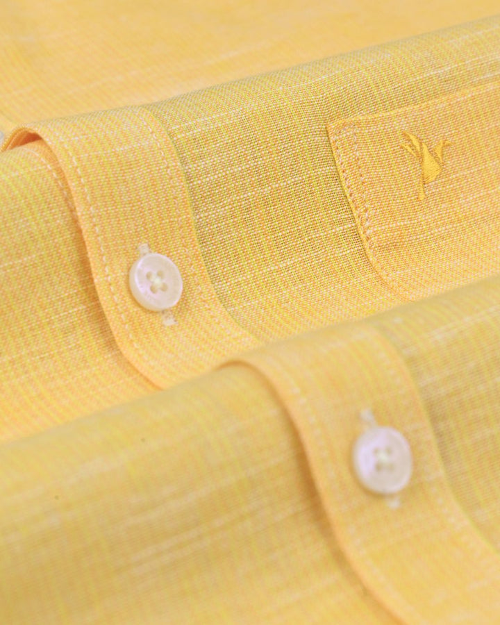 Bright Yellow Grid Stripes -Full-Bamboo Linen