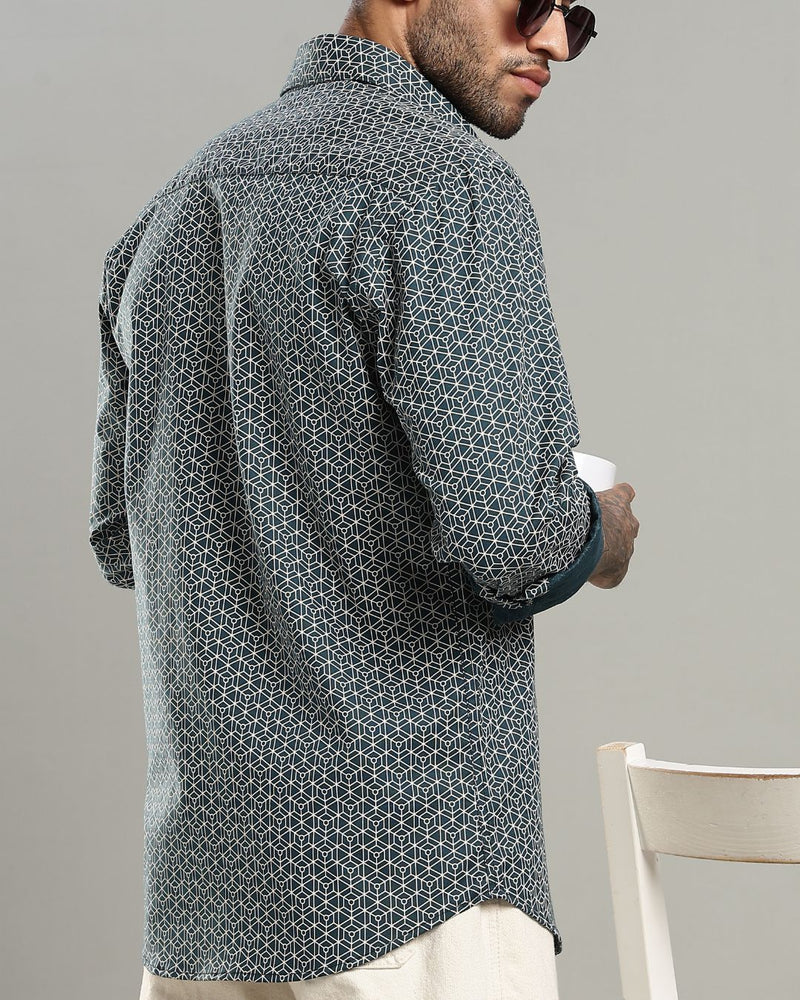 Green Multi Hex Print -Full-Stain Proof