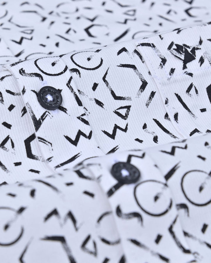 White Geomatric Print -Full-Stain Proof