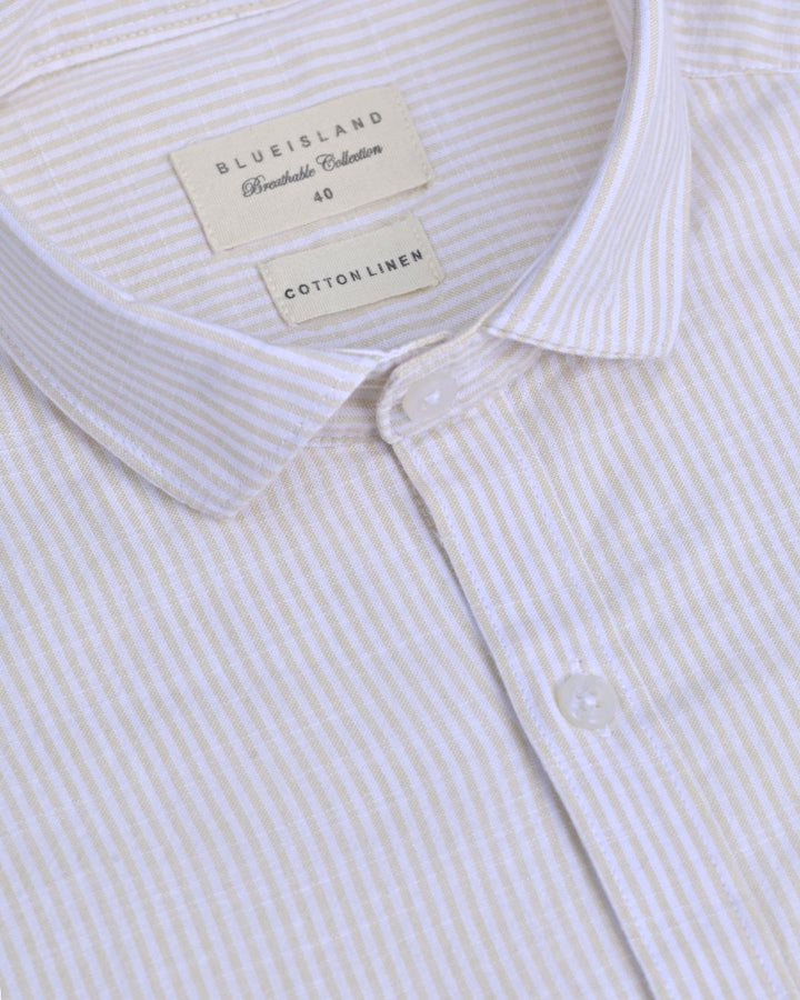 Sandal Mini Stripes -Full-Cotton Linen Shirt