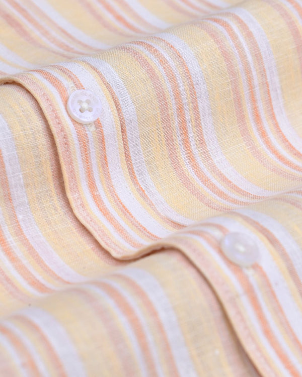 Orange Multi Colour Stripes -Full-Bamboo Linen