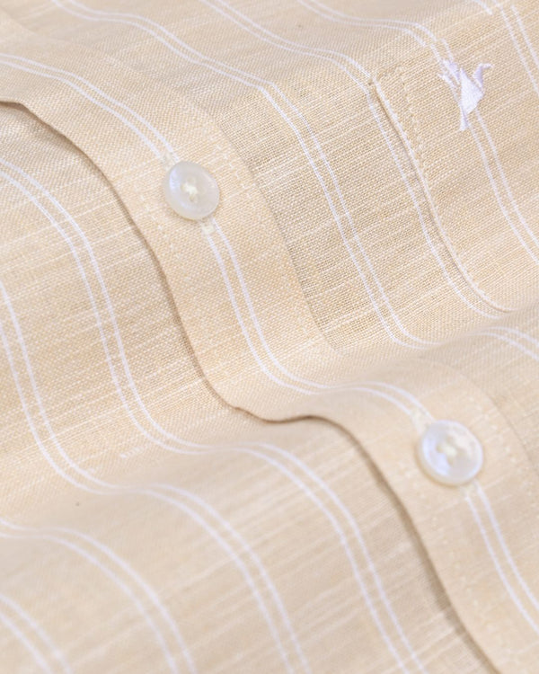 Sandal Cream Double Stripes -Full-Bamboo Linen