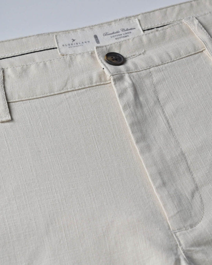 Cream - 2 way stretch - COTTON LINEN PANT