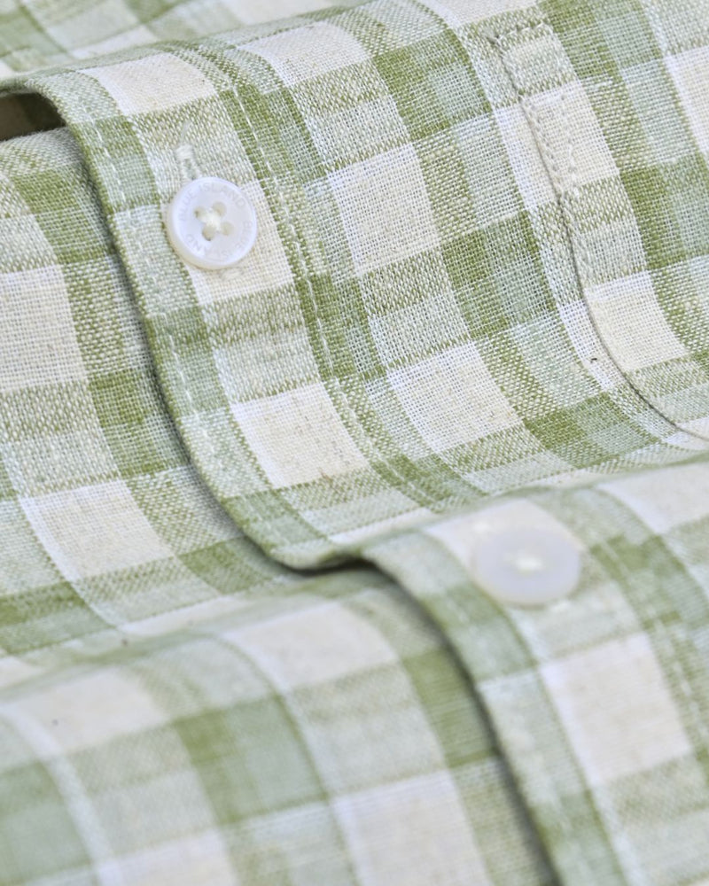 Green Double Line Checks -Full-Bamboo Linen