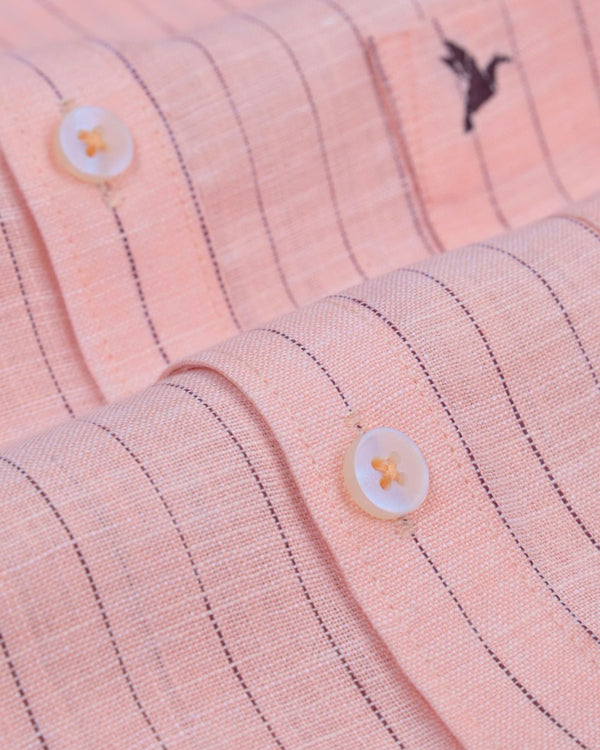 Orange Dotted Line Stripes -Full-Bamboo Linen