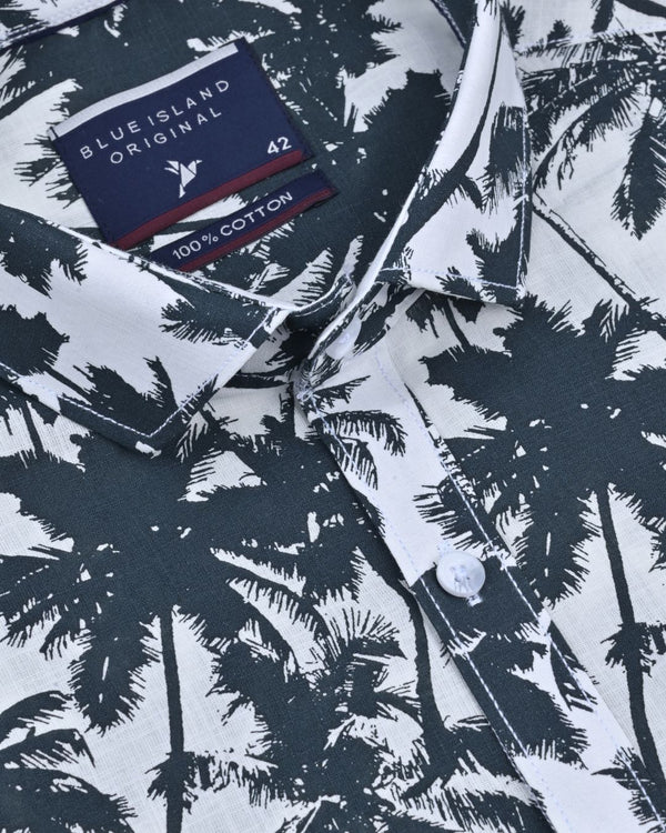 White Palm Grove Print -Full-Stain Proof