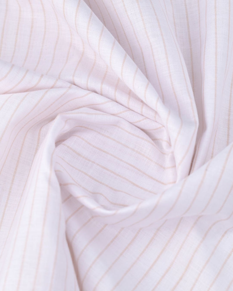White & Orange Line Stripes -Full-Bamboo Linen