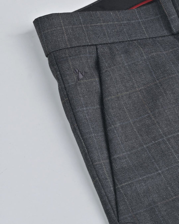 Silver Grey Rectangle Checks - Wrinkle free Formal Pant