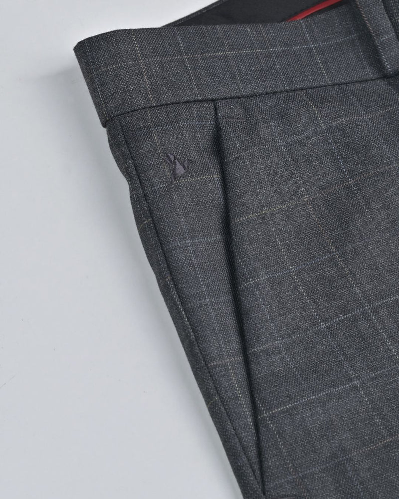 Silver Grey Rectangle Checks - Wrinkle free Formal Pant
