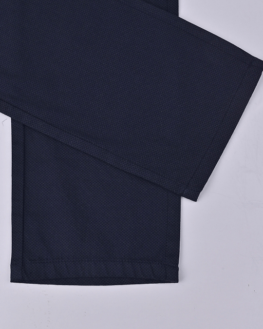 Navy Cube  Printed - 2 way stretch - COTTON PANT