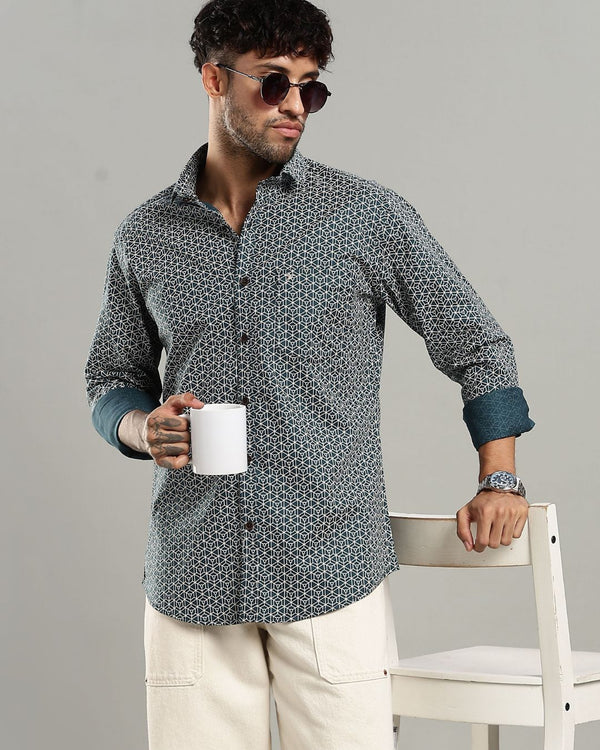 Green Multi Hex Print -Full-Stain Proof