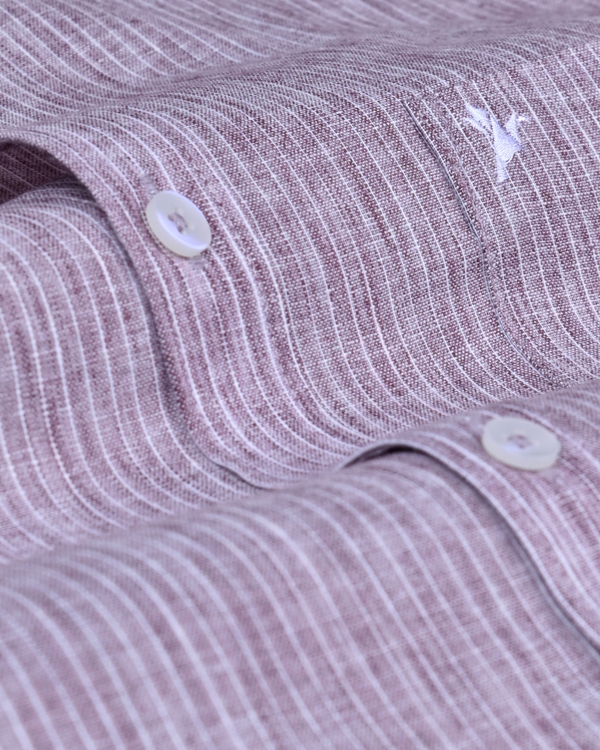 Vintage Maroon Stripes -Full-Bamboo Linen