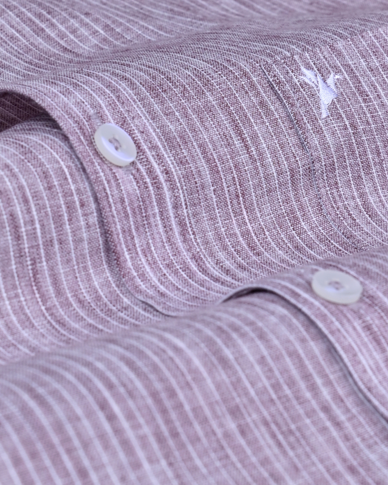 Vintage Maroon Stripes -Full-Bamboo Linen