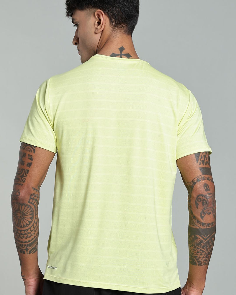 Yellow Horizontal Stripes - Active wear Round neck Tshirt