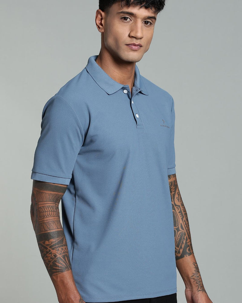 Bluish Grey - Active wear Polo Tshirt