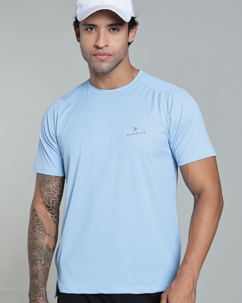 Cloud Blue  - Active wear Round neck Tshirt