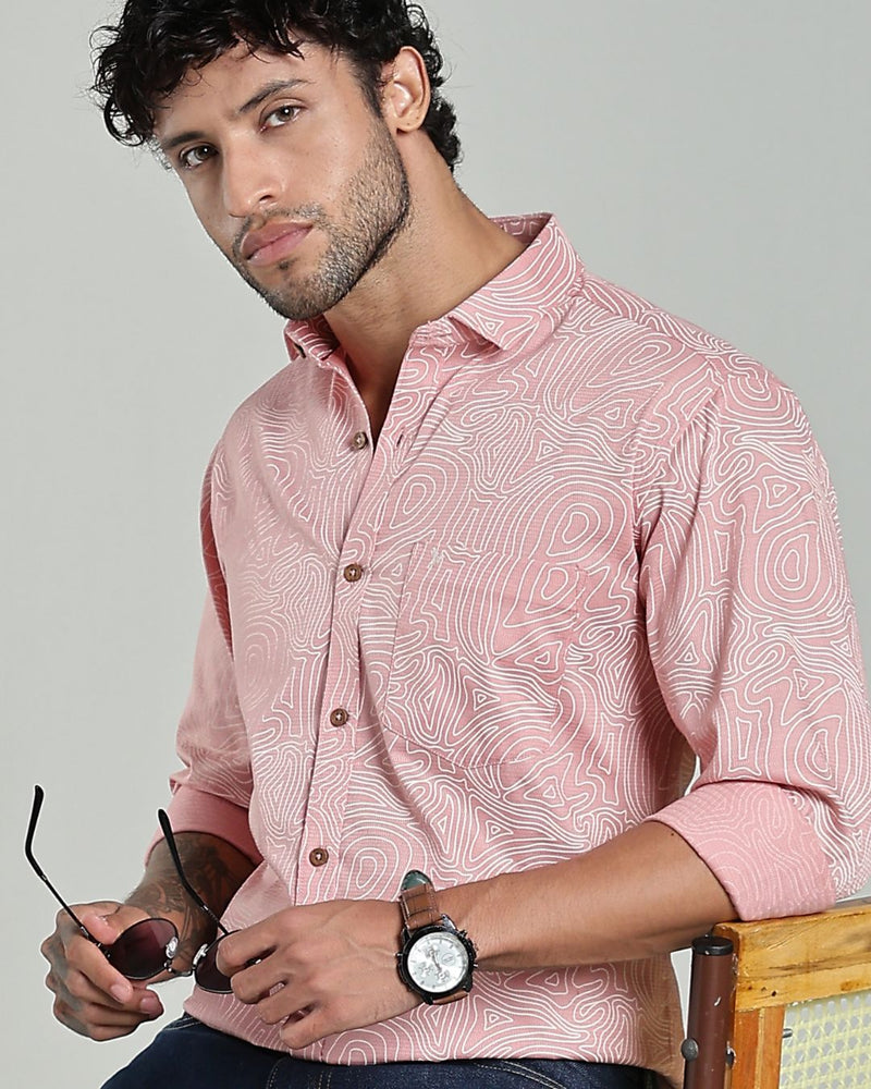 Pastel Pink Wavy Lines Print-Full-Stain Proof