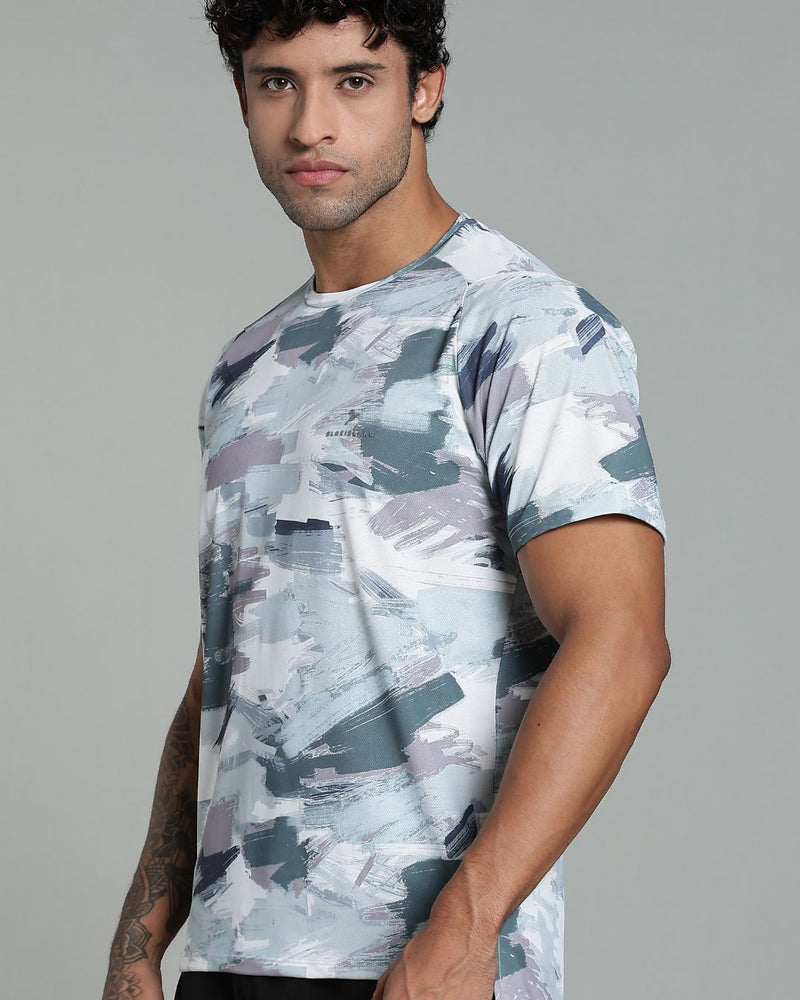 Camo Green Splash - Active wear Round neck Tshirt
