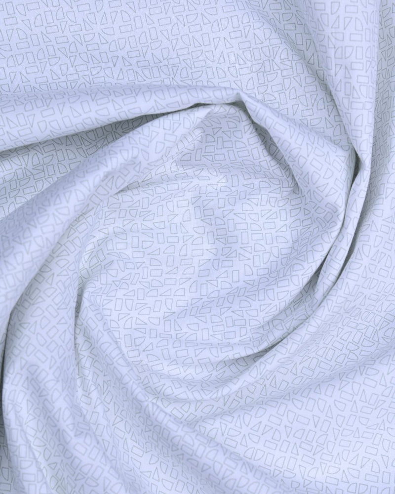 White Geometric print - Half Sleeve - Stain Proof