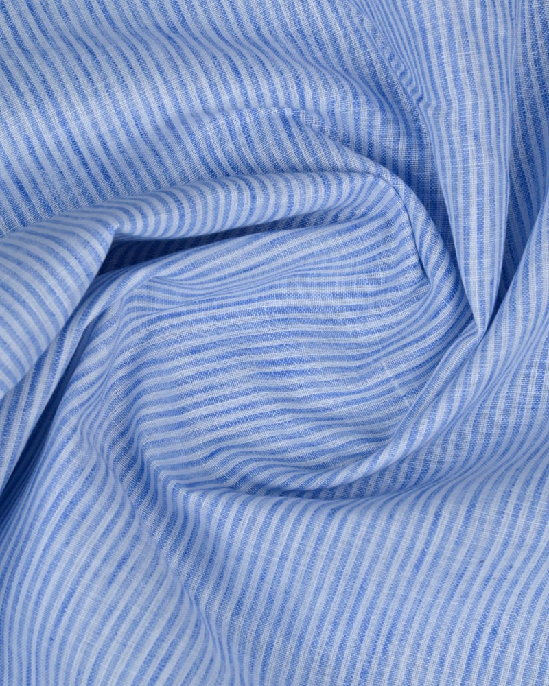 Blue Grid Lines -Full-Bamboo Linen