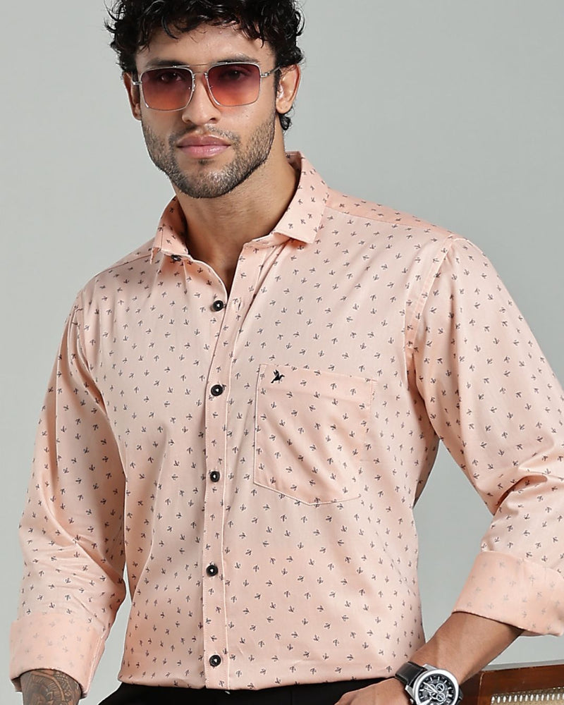Peach Orange Petal Print-Full-Stain Proof