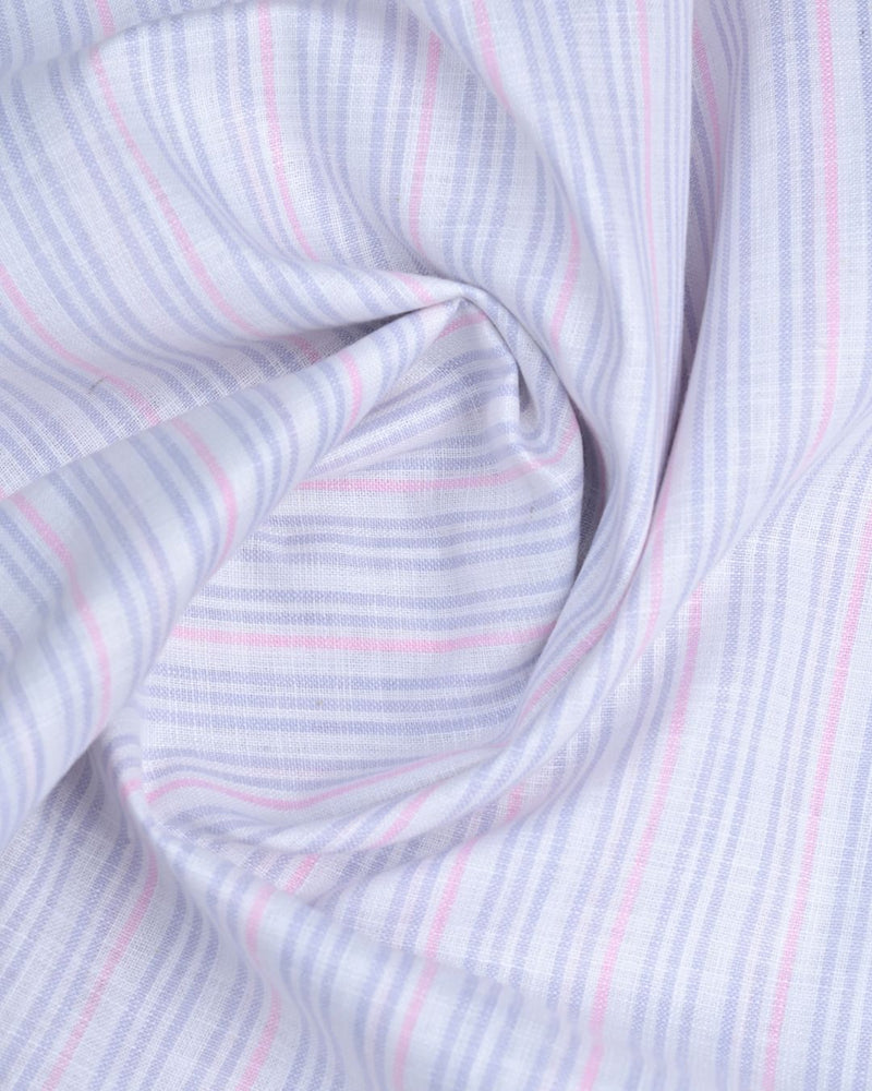 Blue and Pink double colour Stripes -Full-Bamboo Linen