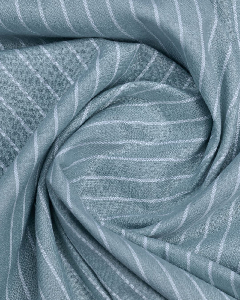 Pear Green and white Stripes -Full-Bamboo Linen