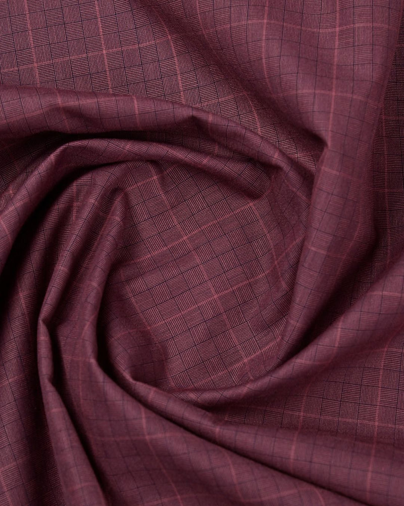 Elegant Maroon Grid- Full-Cotton Rich