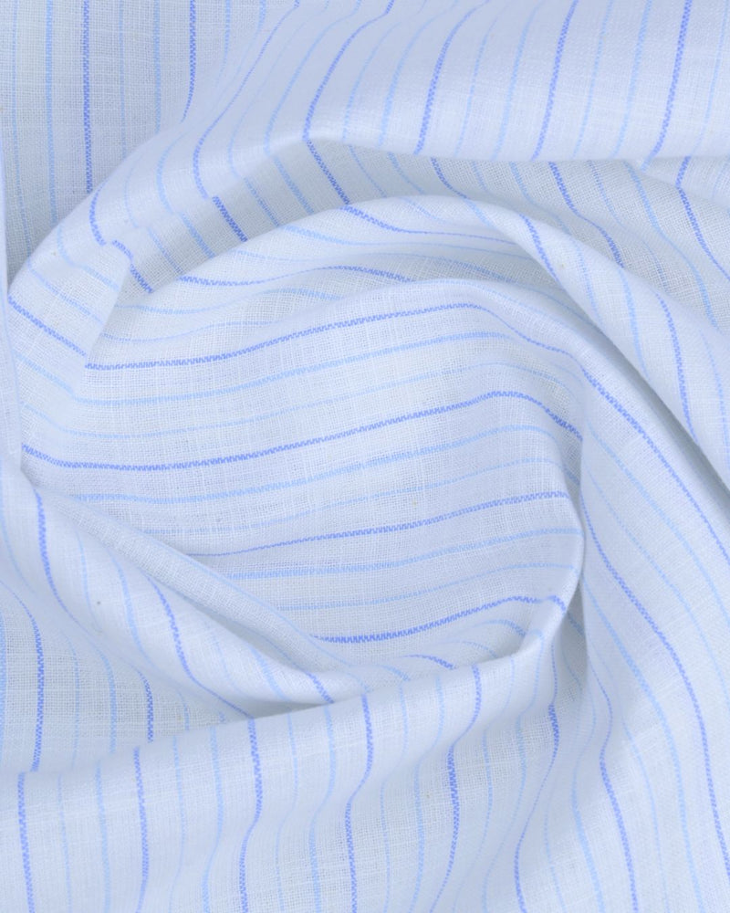 White Snow Stripes -Full-Bamboo Linen
