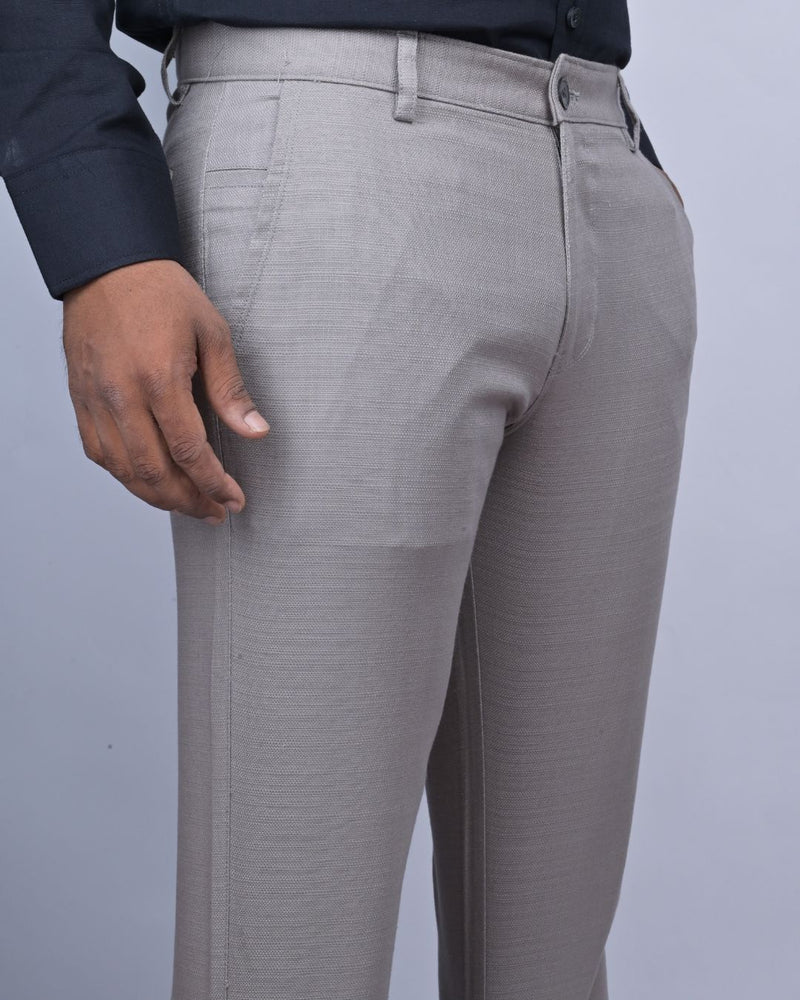 Textured Cement Grey - 2 way stretch - COTTON PANT