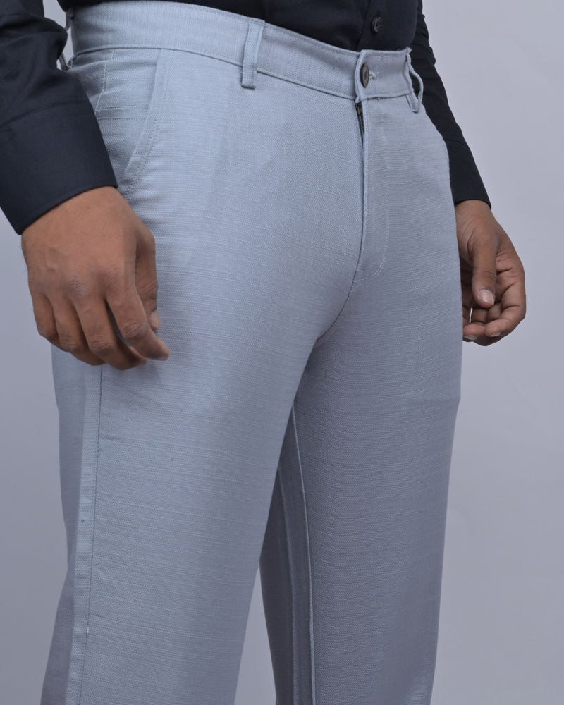 Textured Bluish Grey - 2 way stretch - COTTON PANT