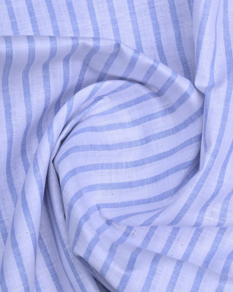 Cosmic Blue and White Stripes -Full-Bamboo Linen