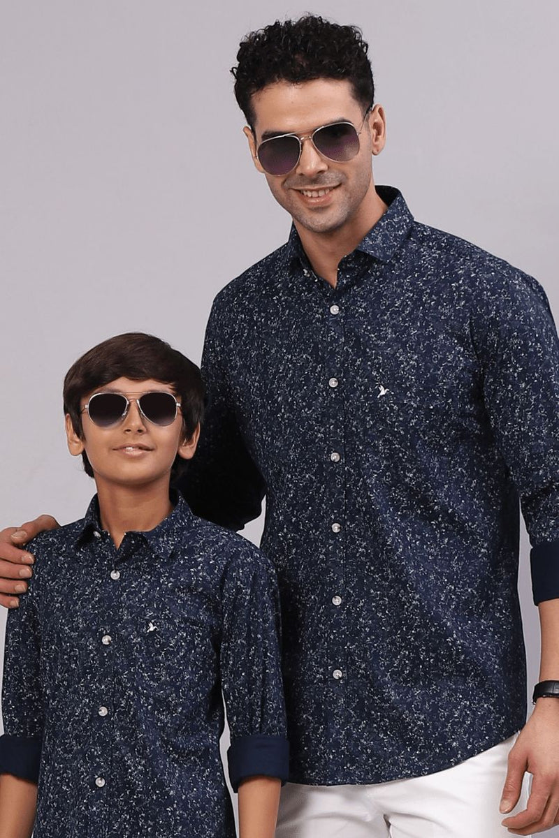 FATHER & SON - Navy Marble Print