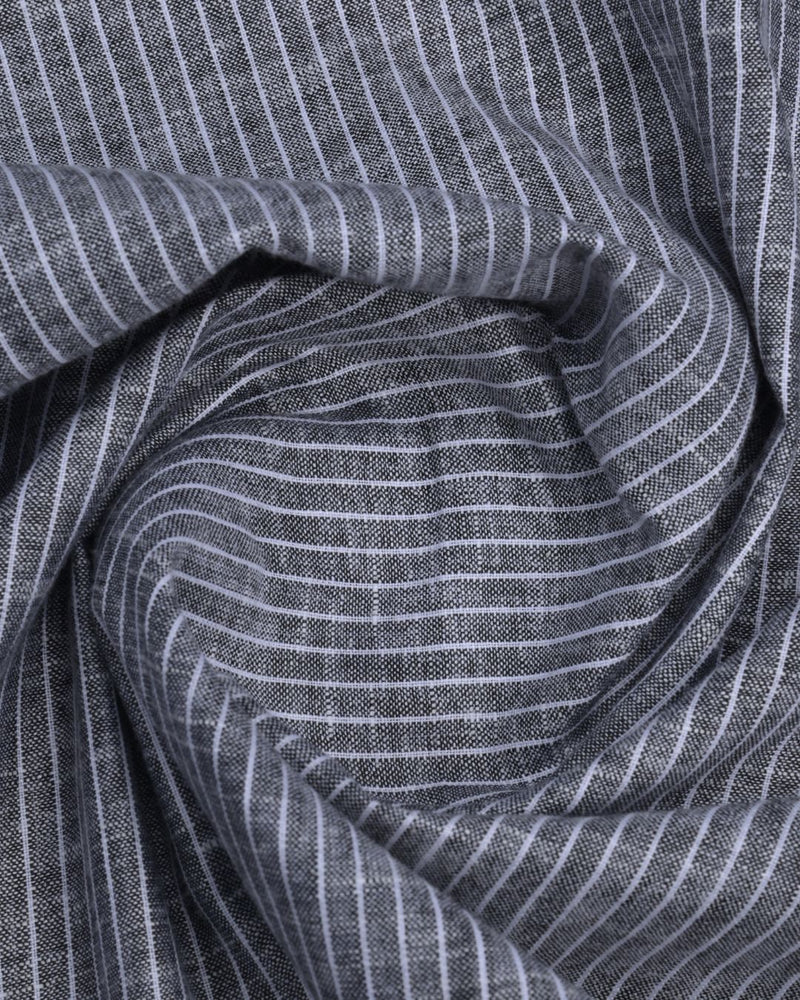 Shadow Black and White Stripes -Full-Bamboo Linen