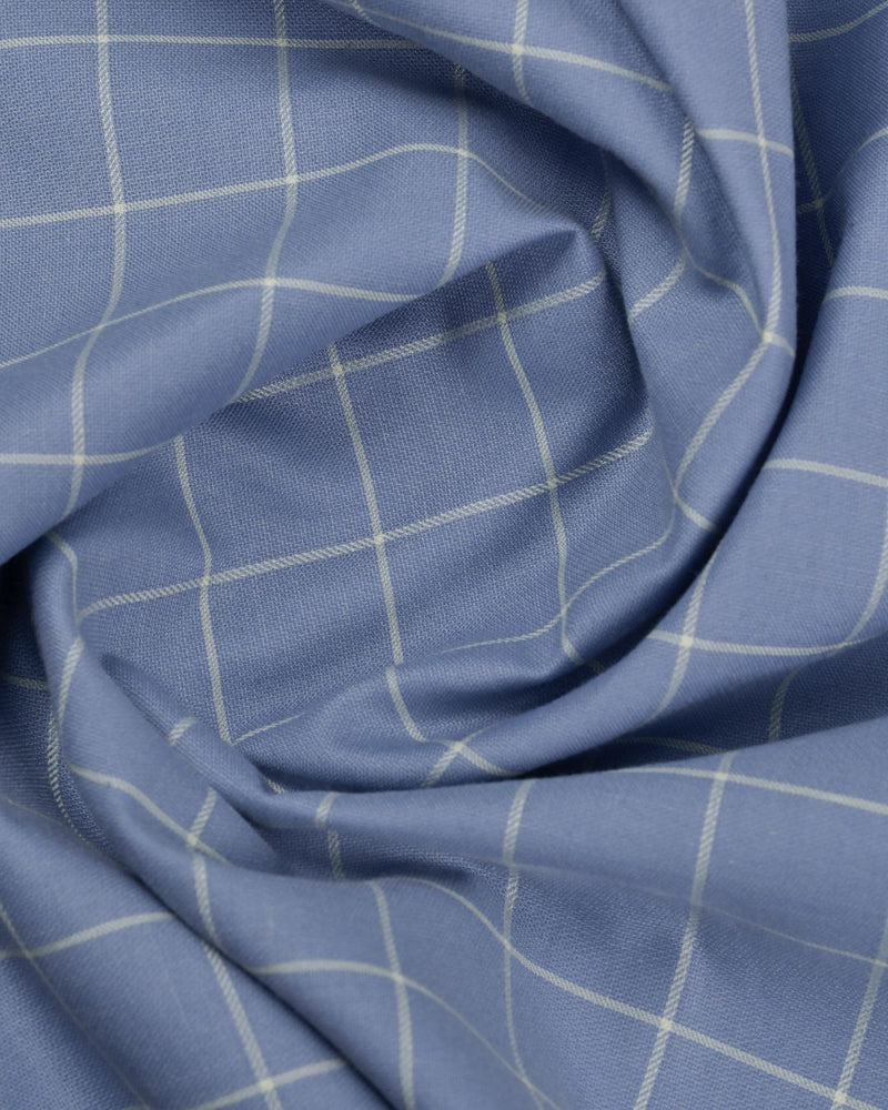 Metal Blue Checks- Full-Cotton Rich